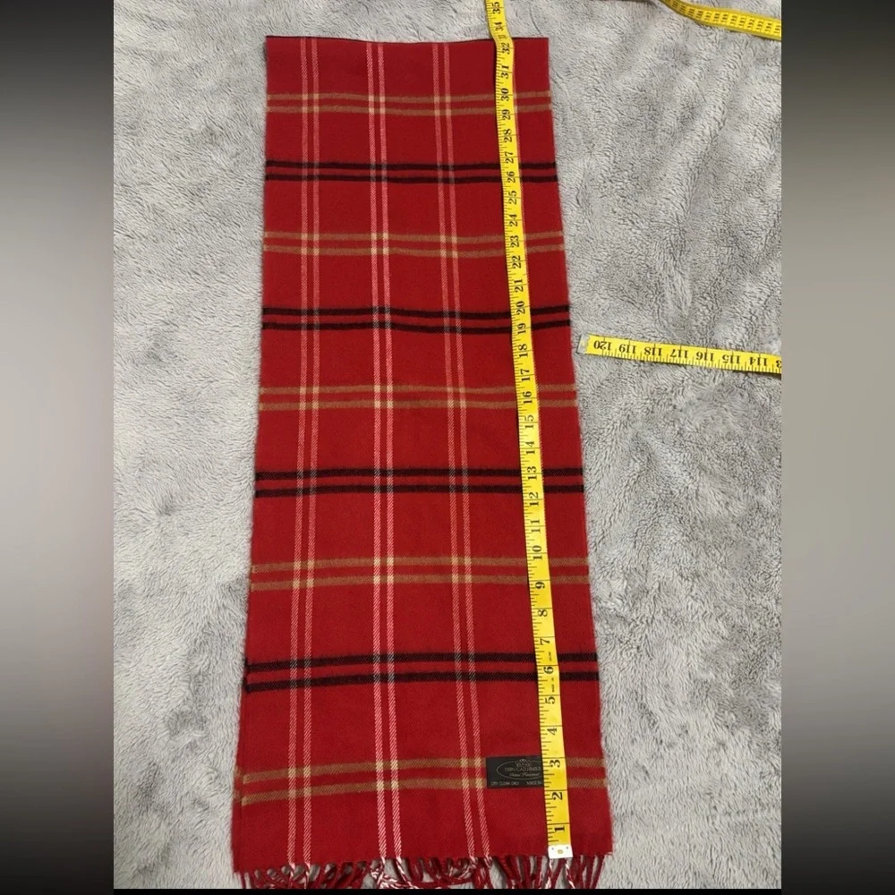 100% Cashmere Plaid Fringe Scarf Made in Germany - Classic Tartan - Picture 4 of 4